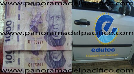 los-villetes-falsos-y-el-vehiculo-donde-vijaba-los-falsificadores-en-pto-esc