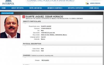 Emite Interpol ficha roja para captura de César Duarte
