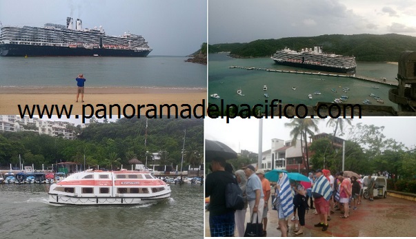 Turbonada encalla a crucero internacional en Huatulco