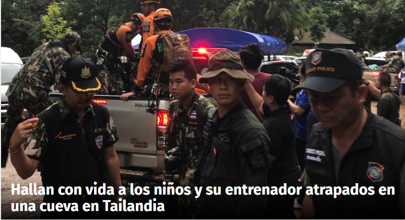 Hallan con vida a los niños y su entrenador atrapados en una cueva en Tailandia