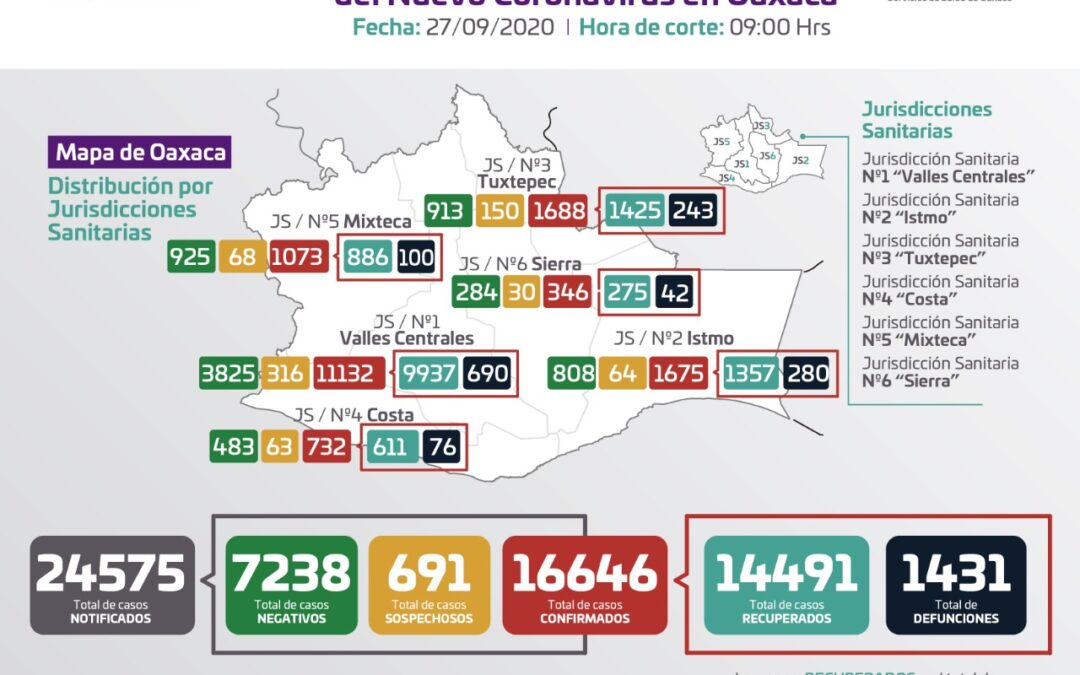 Registran los SSO 196 casos nuevos a COVID-19, hay 724 casos activos