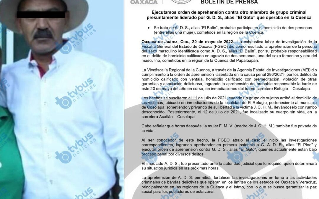 Ejecutamos orden de aprehensión contra otro miembro de grupo criminal presuntamente liderado por G. D. S., alias “El Gato” que operaba en la Cuenca