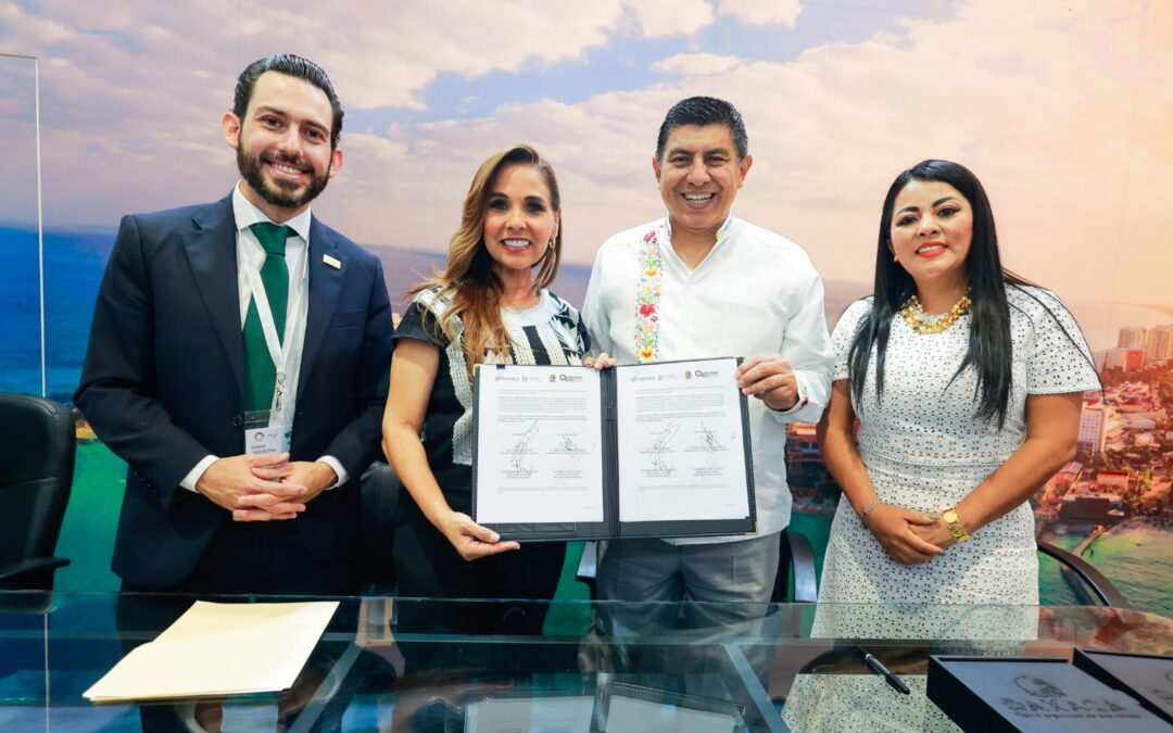 Firman Salomón Jara y Mara Lezama convenio de colaboración en materia turística