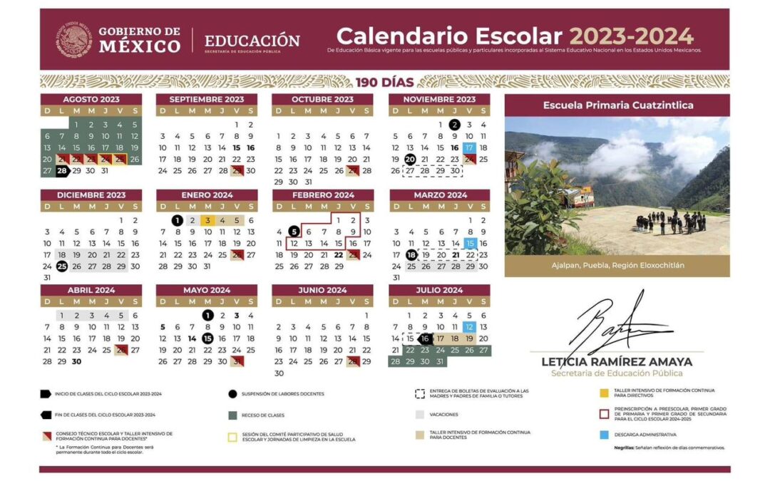 La Secretaría de Educación Pública dio a conocer ayer el calendario escolar 2023-2024.