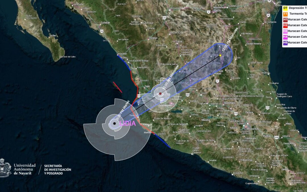 ‘Lidia’ toca tierra en Jalisco como un intenso huracán de categoría 4
