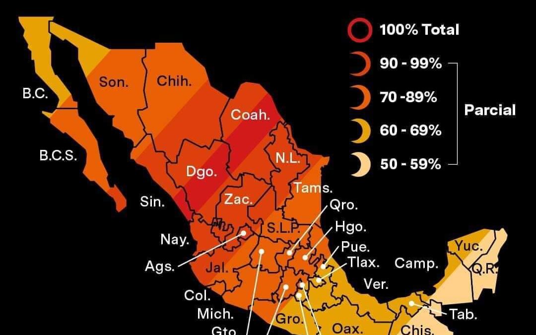 NO EN TODOS LOS ESTADOS DE LA REPÚBLICA SERÁ ECLIPSE TOTAL