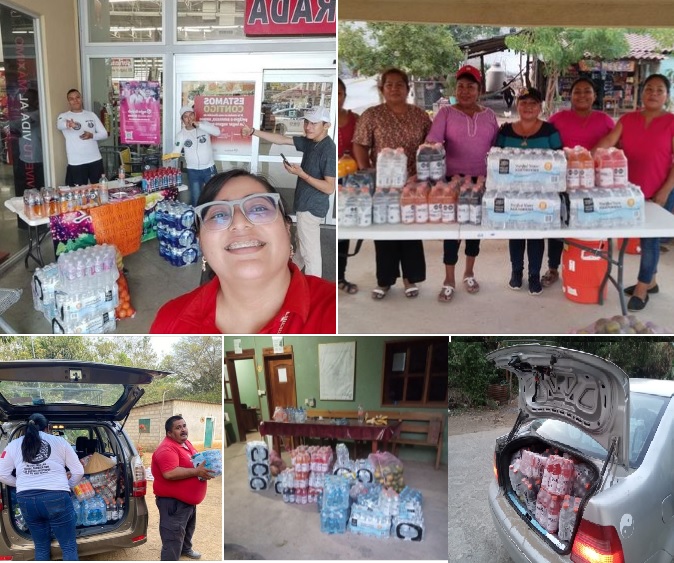 La sociedad civil ayudando a los participantes en los incendios en Huatulco y San Miguel del Puerto