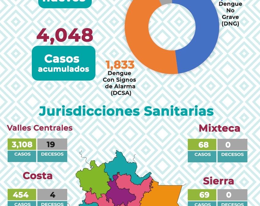 Continúa Valles Centrales a la cabeza por casos de dengue: SSO