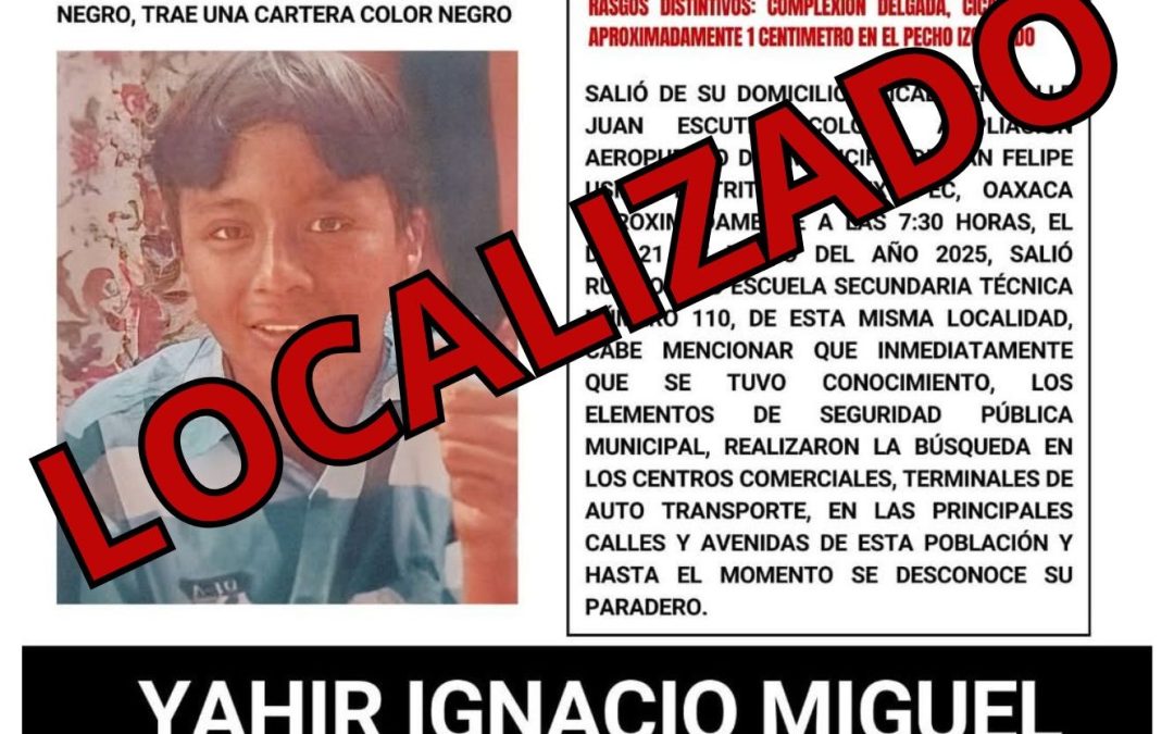 Policía Vial Estatal localiza y entrega a menor reportado  como extraviado en Tuxtepec