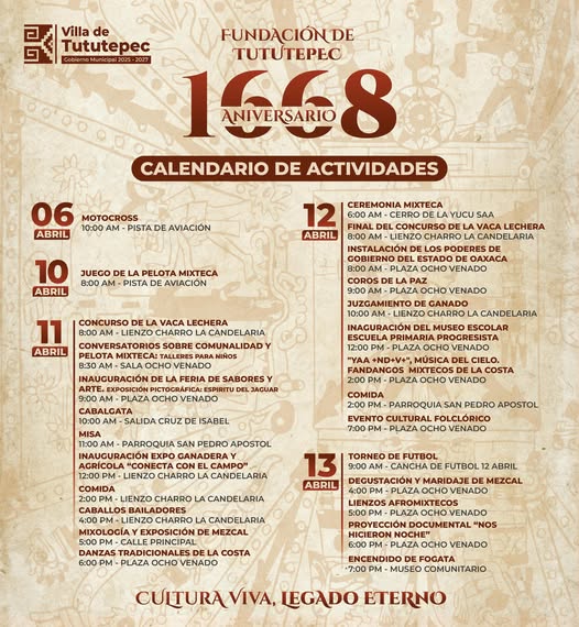 Tututepec conmemora 1668 años de historia y tradición,
