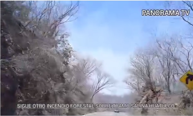 Siguen el incendio #forestal sobre la carretera federal tramo Salina-Huatulco