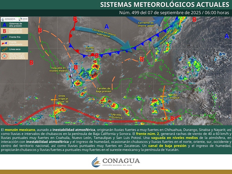 Continuarán lluvias con tormentas localmente fuertes, actividad eléctrica y posible caída de granizo en Oaxaca