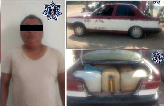 Detenido conductor de taxi que transportaba ilelgalmente 10 bidones cargados de hidrocarburo