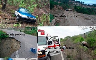 Accidentes y deslaves  en la carretera federal 200