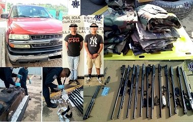 Policía Estatal detiene a dos sujetos que traían armas escondidas