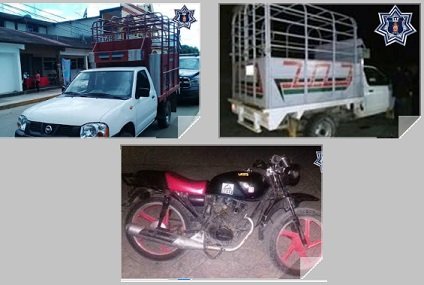 Dos camionetas y una motocicleta fueron recuperadas por la policía estatal
