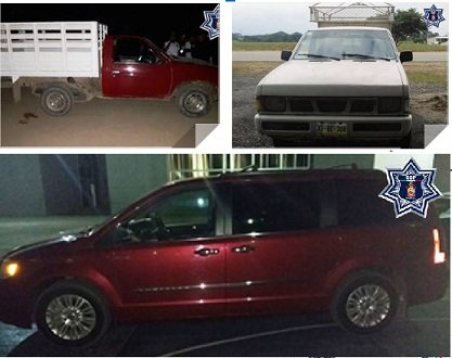 Recupera policía estatal 3 camionetas con diversas anomalías; reporta tres detenciones