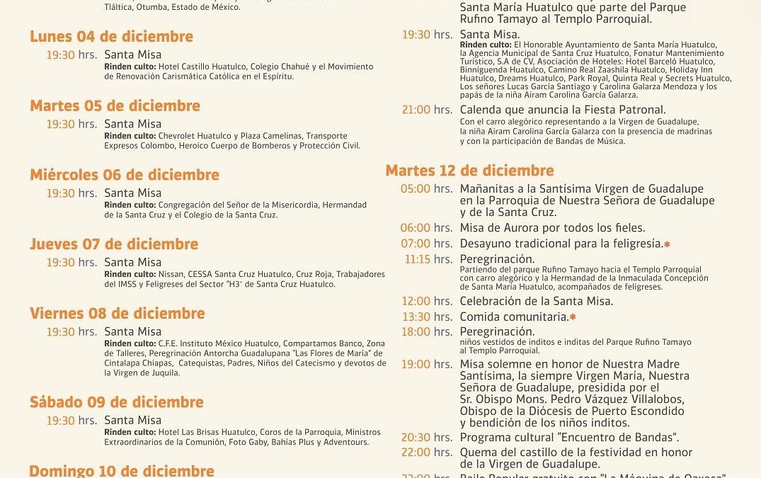 Gran dia de la festividad de Nuestra señora de Guadalupe