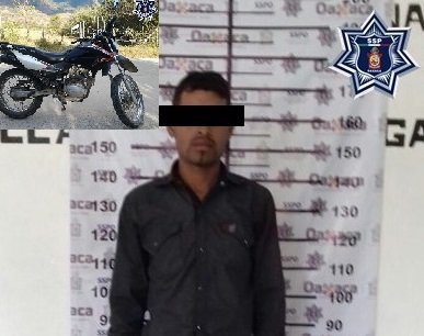 Detiene Policia Estatal a presunto ladrón de motocicleta en Sola de Vega
