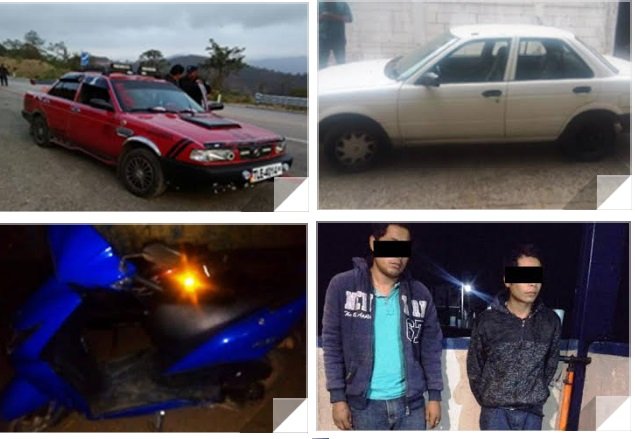 Aseguradas tres unidades de motor con diversas irregularidades y dos probables responsables de delitos contra la salud