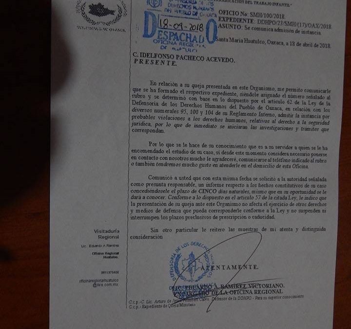 Denuncian en Derechos Humanos a elementos de la Policía Vial de Huatulco,