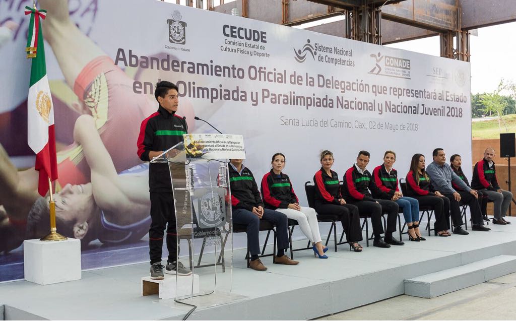 Abandera Gobierno del Estado a la delegación oaxaqueña de la Olimpiada Nacional, Nacional Juvenil y Paralimpiada 2018