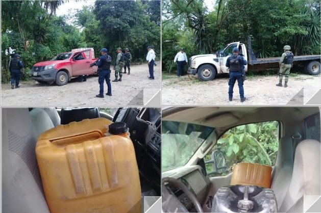 Recupera policía estatal 1 mil 100 litros de hidrocarburo y dos camionetas con reporte de robo en el Papaloapan: SSPO