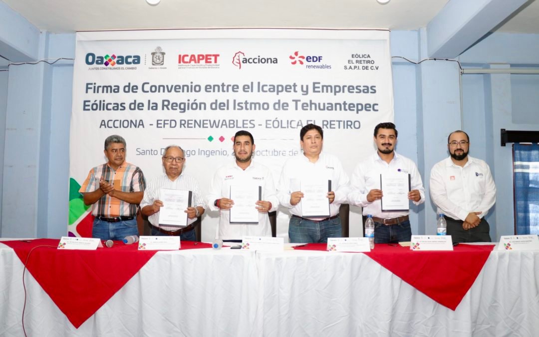 Firman Icapet y empresas eólicas convenio para ofrecer capacitación en el Istmo