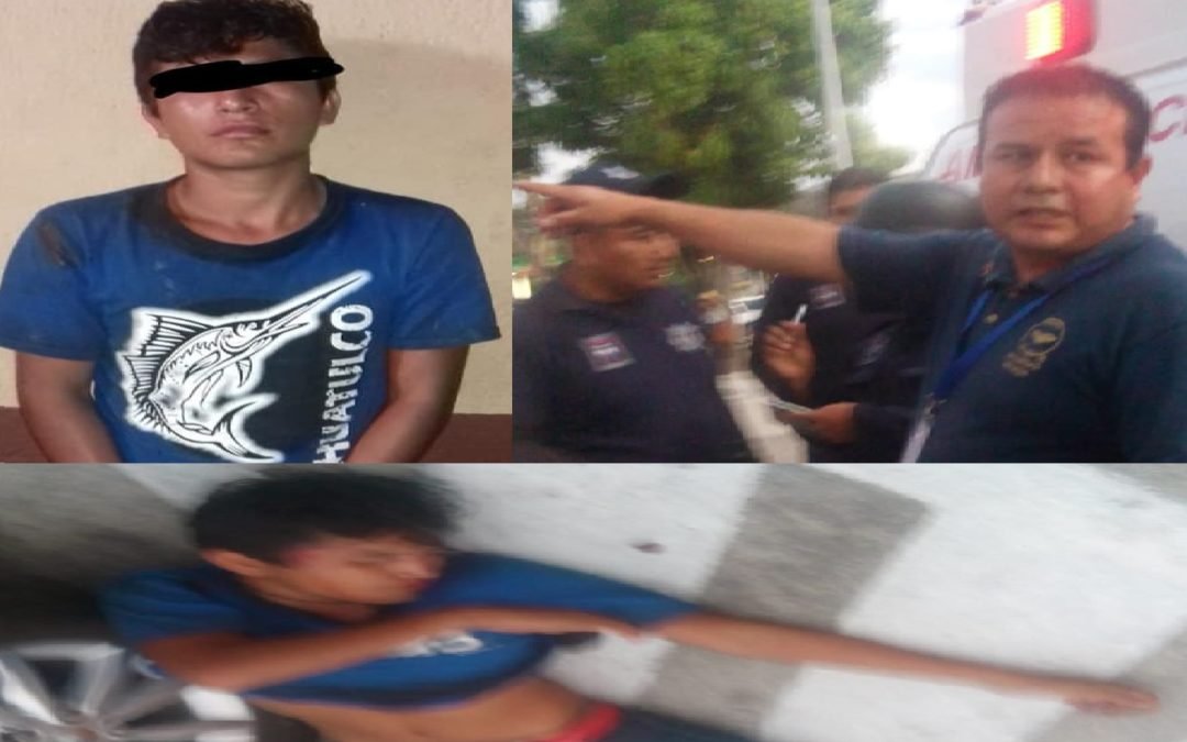 Golpean y detienen a presunto ladrón de celular en Chedrahui Huatulco