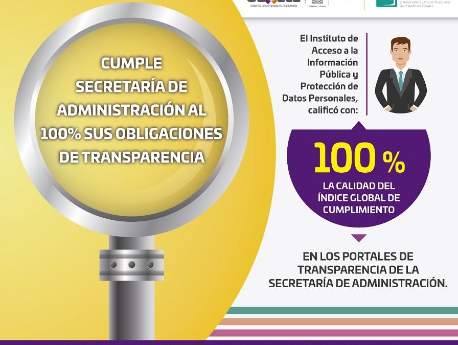 Cumple Secretaría de Administración al 100% sus obligaciones de transparencia