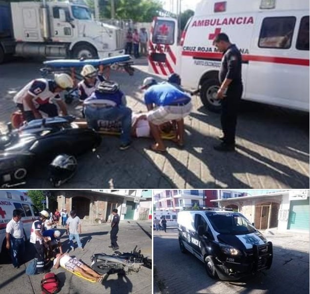 Accidente entre Patrulla Vial y Motociclistas en Puerto Escondido