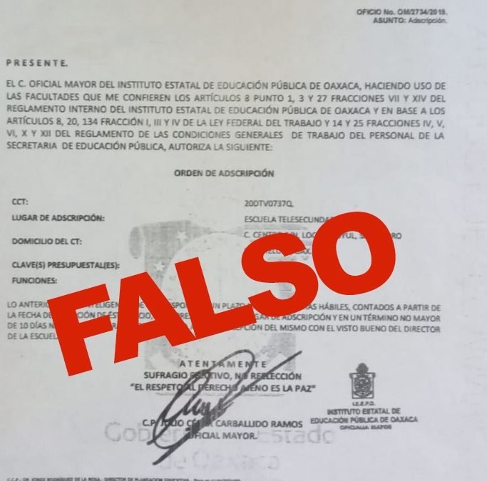 Advierte IEEPO sobre órdenes de adscripción falsas