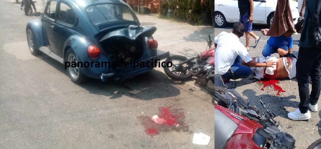 Motociclistas se impacta contra bocho en Huatulco