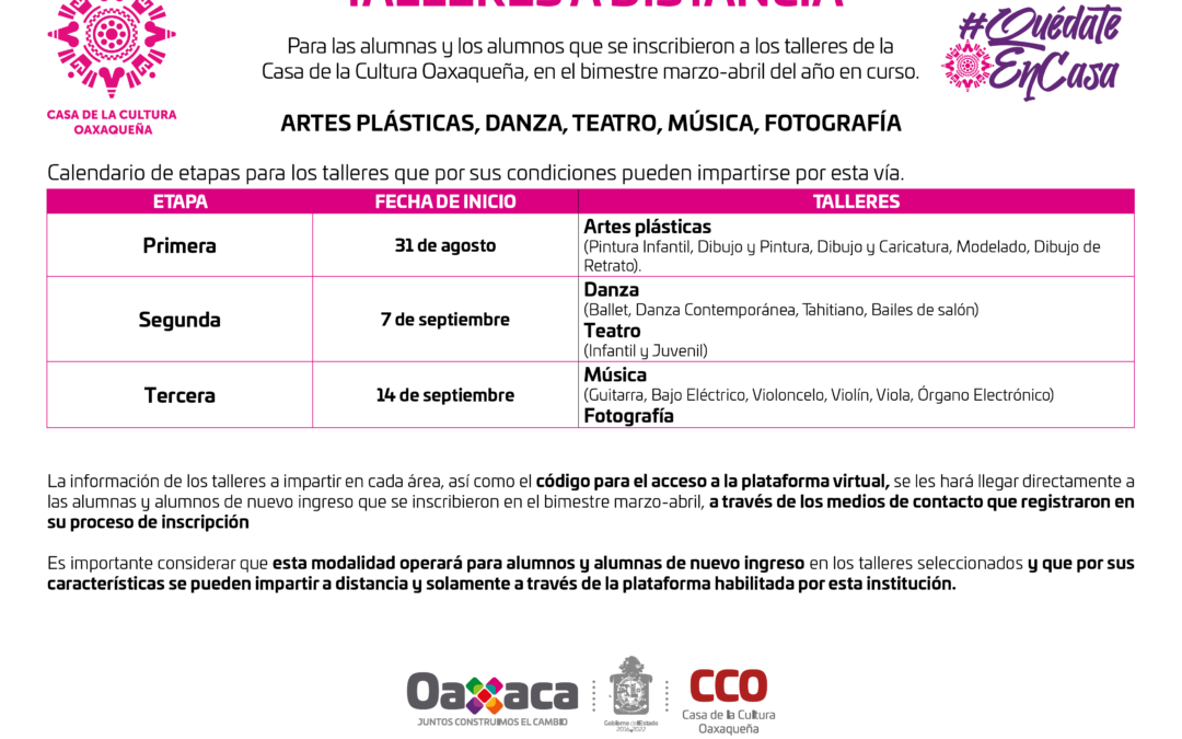 Impartirá CCO talleres en línea para estudiantes de nuevo ingreso del bimestre marzo-abril