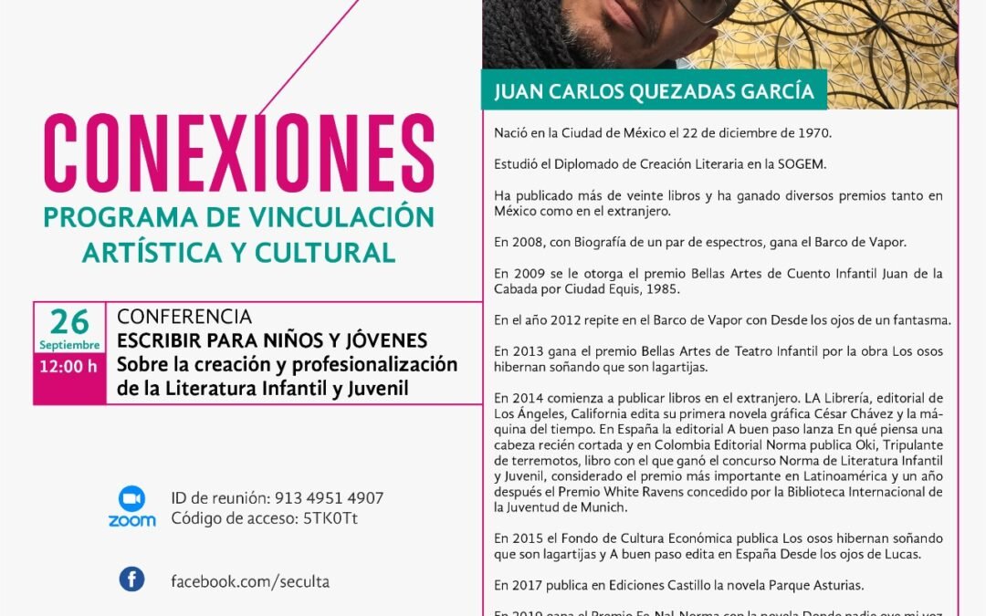 Invita Seculta a la conferencia “Escribir para niños y jóvenes”
