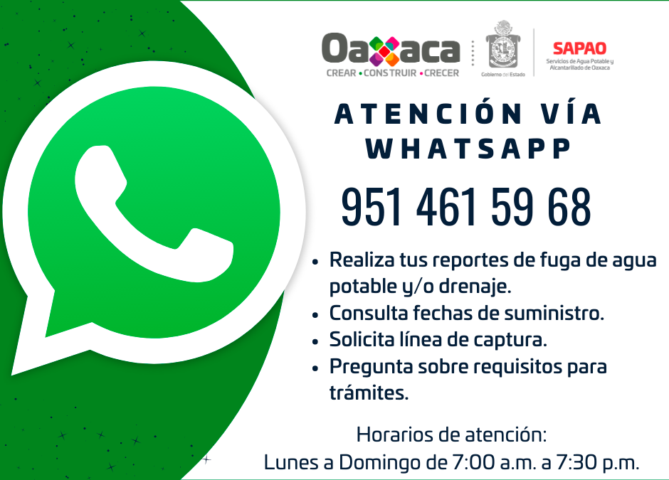 Brinda SAPAO atención a usuarios vía WhatsApp