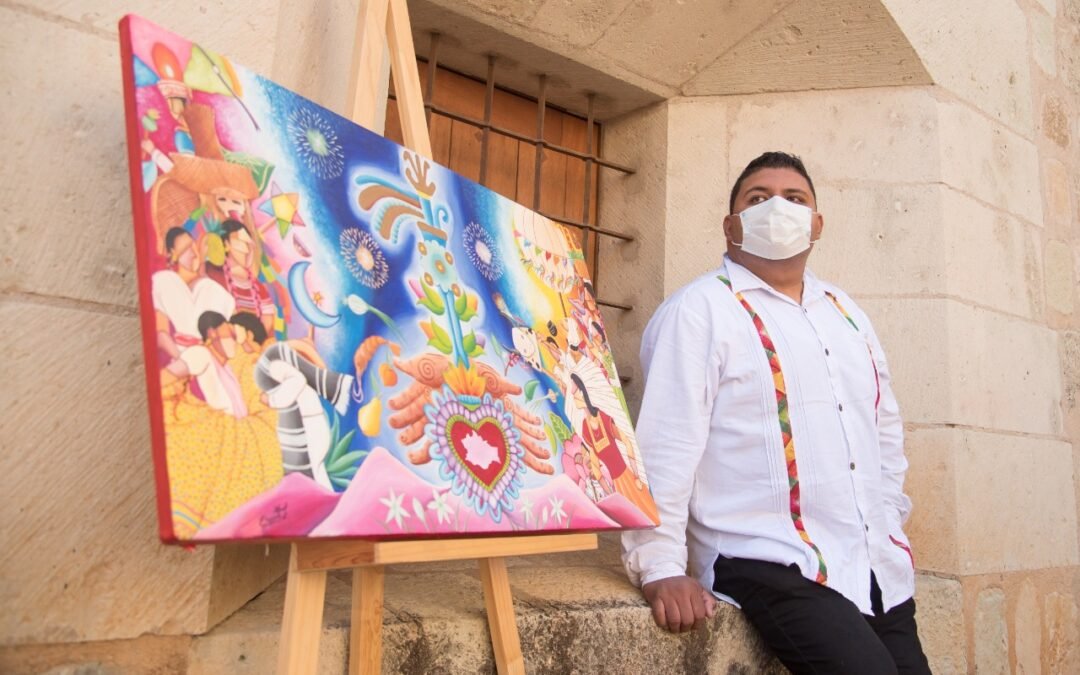  “Guelaguetza, ofrenda de un mismo corazón” de Erwis F. Rodríguez, es la imagen de las fiestas de Julio 2021