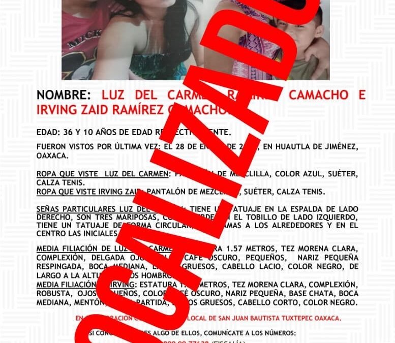 Localizamos a mujer y a menor de edad reportados como No Localizados en la Cañada