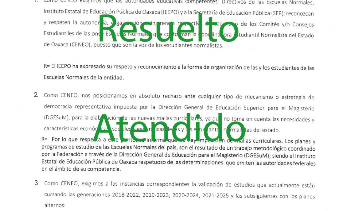 Brinda IEEPO atención y respuestas a normalistas  con responsabilidad y en el marco de la ley