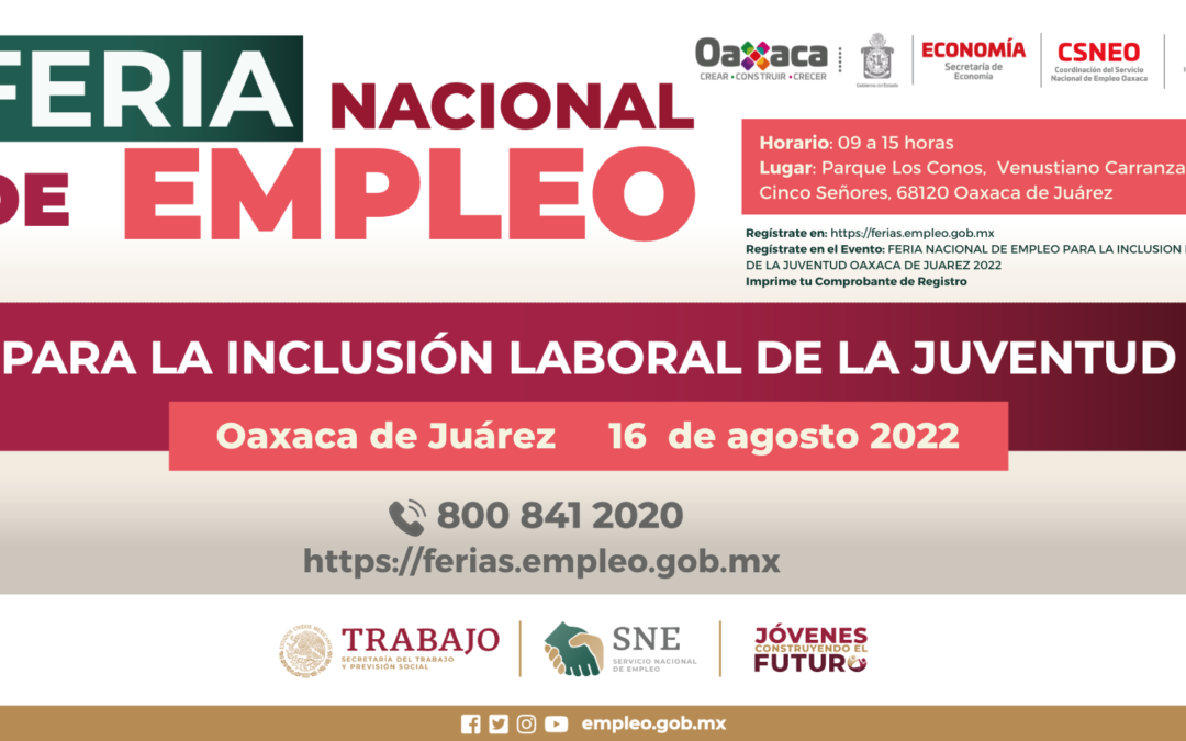 Realizarán “Feria para la Inclusión Laboral de la Juventud” en los Valles Centrales, Costa e Istmo