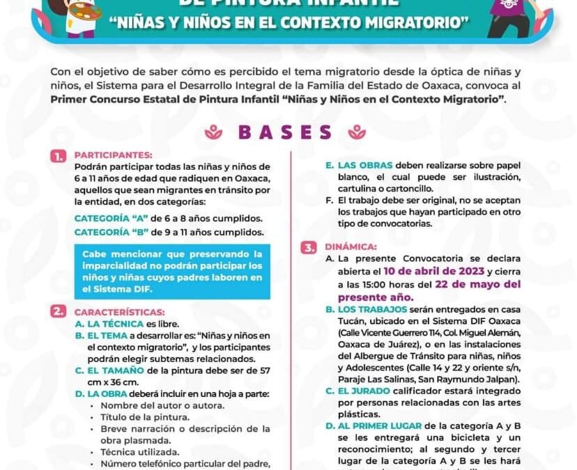 El 22 de mayo, último día para participar en el Concurso de Pintura  Niñas y Niños en el Contexto Migratorio