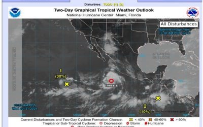 Protección Civil mantiene en vigilancia la depresión tropical Tres-E