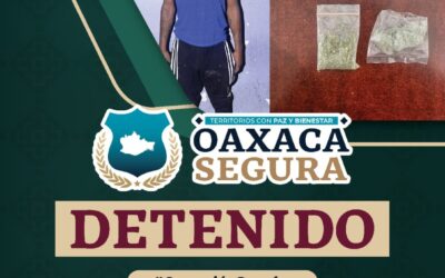 Ante posible delito contra la salud, detiene Policía Estatal a masculino en la capital oaxaqueña