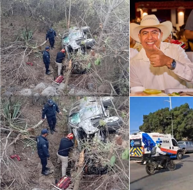 Se volcó camioneta de presidente municipal de Huatulco, esta estable