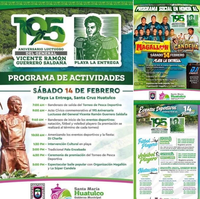 Conmemoración del 195 Aniversario Luctuoso del General Vicente Ramón Guerrero Saldaña en Playa La Entrega, Huatulco