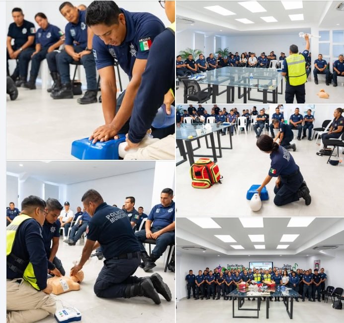 Capacitación en primeros auxilios y #RCP para cuerpos de seguridad de Huatulco