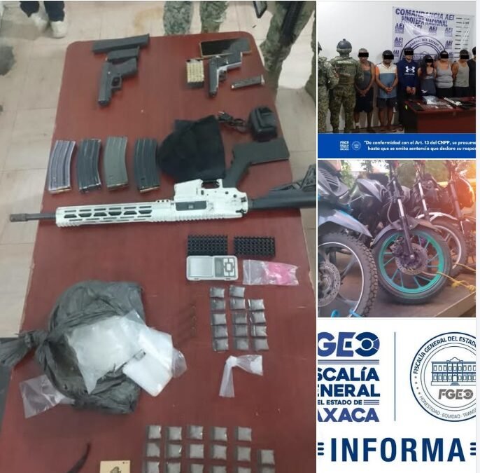 FGEO detienen a siete personas y aseguran armas, droga y vehículos durante cateo en esta región de la costa.