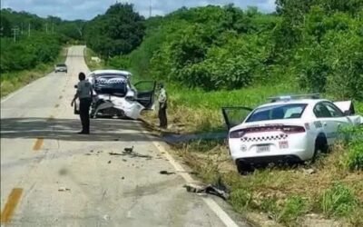 CHOCAN ENTRE SÍ DOS PATRULLAS DE LA GUARDIA NACIONAL EN LA CARRETERA FEDERAL 184